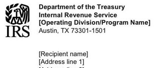 IRS의 서류 6419 샘플