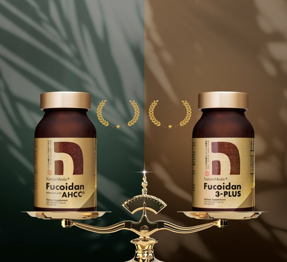 '네이쳐메딕'은 건강 목적에 따라 가장 적합한 후코이단 제품을 선택할 수 있도록 무료 샘플을 제공하고 있다. 사진은 AHCC 후코이단(왼쪽)과 3 플러스 후코이단(오른쪽). 