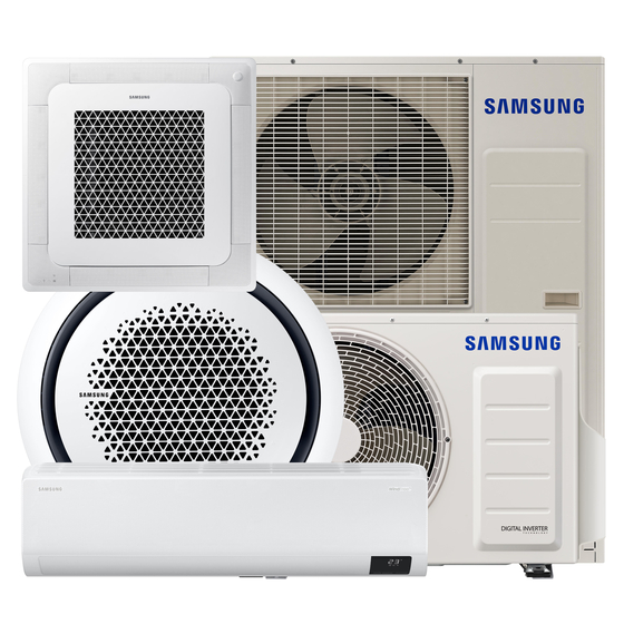 '코람 HVAC'에서는 에너지 효율 와이파이 등 삼성의 혁신적인 기술이 적용된 최신 에어컨들을 다양하게 공급하고 있다.