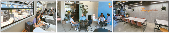 최근 LA한인타운 올림픽 거리에는 매장마다 특색을 강조한 카페가 늘어 15곳 이상이 영업 중이다. 왼쪽부터 메모리룩 카페, 커피엠코, 카페보헨. 김상진 기자