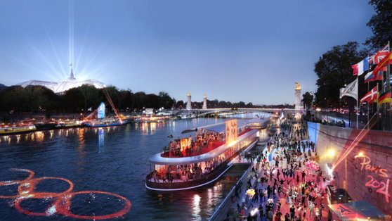 2024 파리 여름올림픽 개막식은 사상 최초로 스타디움에서 벗어나 파리를 가로지르는 센강에서 공개 행사로 진행된다. 사진 파리올림픽 조직위원회 홈페이지 캡처 