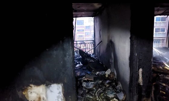 25일 새벽 4시 57분쯤 서울 도봉의 한 아파트에서 화재가 발생했다. 화재로 인해 집안은 모두 불탔다. 도봉소방서 제공