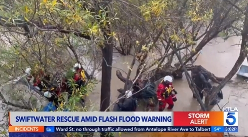 벤투라 강변에서 9일 오후 불어난 강물에 휩쓸릴 뻔 했던 노숙자 10여명이 긴급 출동한 소방국 구조대에 의해 구조됐다.