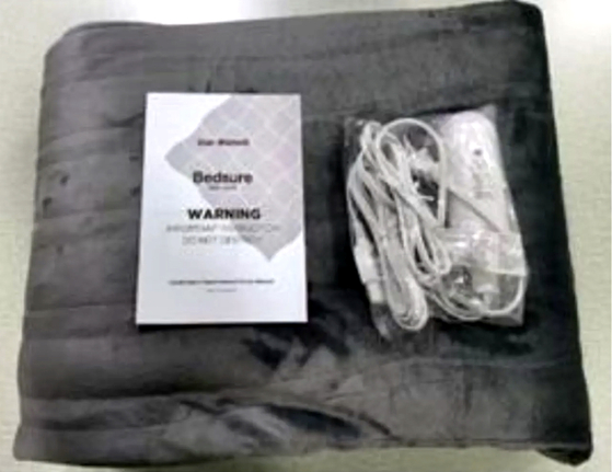 '베쉬 인터내셔널' 회사의 '베쉬 전기 담요(Bedshe Electric Solid Flannel Heating Blanket)' 제품. [사진 US CPSC]