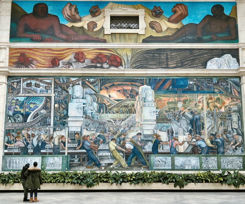 디트로이트 미술관에는 디에고 리베라가 1932년에 그린 산업 벽화가 있다. 세로 22피트, 가로 73피트의 대작이다. 장열 기자
