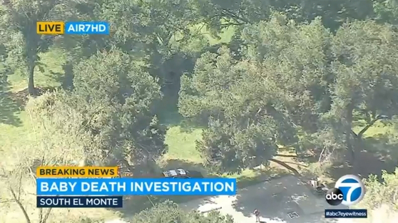 사우스 엘몬테 지역 공원에서 28일 오전 발견된 시신은 탯줄이 달린 6~7개월 정도의 태아인 것으로 밝혀졌다. [ABC7 뉴스]