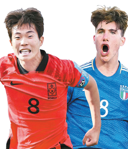 한국의 해결사 이승원(왼쪽)과 이탈리아 공격의 핵 카사데이.
