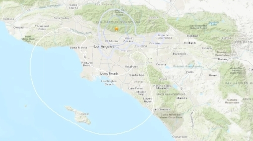 시에라 마드레 지역에서 8일 오후 3시 이후 규모 3.2 지진이 발생했다고 연방지질연구소가 밝혔다. [USGS 제공]