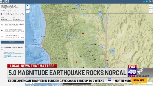 8일 오전 10시 24분 북가주 샤스타 카운티에서 규모 5.0 지진이 발생했다. [KTLA5 뉴스]
