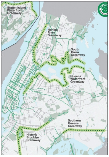 에릭 아담스 뉴욕시장이 뉴욕시 5개 보로 외곽에 ‘그린웨이’를 대폭 확대 건설한다고 밝혔다.  [사진 뉴욕시장실]