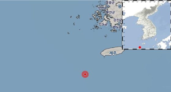 31일 오후 5시 36분 23초 제주 서귀포시 이어도 북동쪽 62km 해역에서 규모 3.8의 지진이 발생했다. 사진 기상청 홈페이지