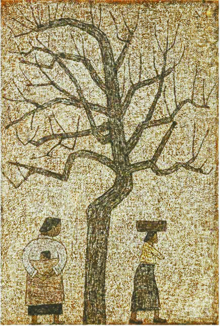 박수근, 나무와 두 여인, 1962, 캔버스에 유채, 130x89㎝. 사진 리움미술관