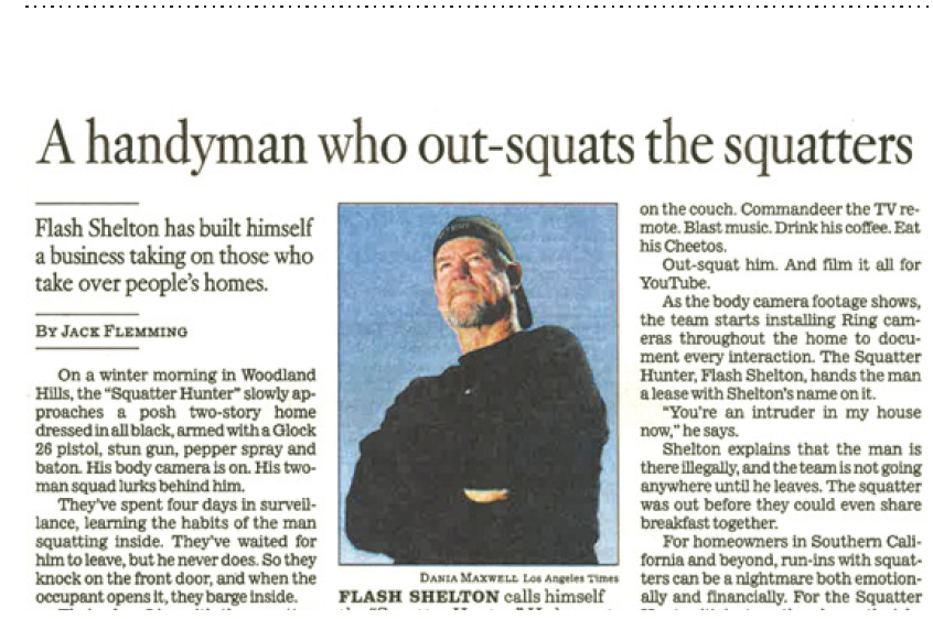 원문은 LA타임스 4월9일자 1면 'A handyman who out-squats the squatters' 제목의 기사입니다.