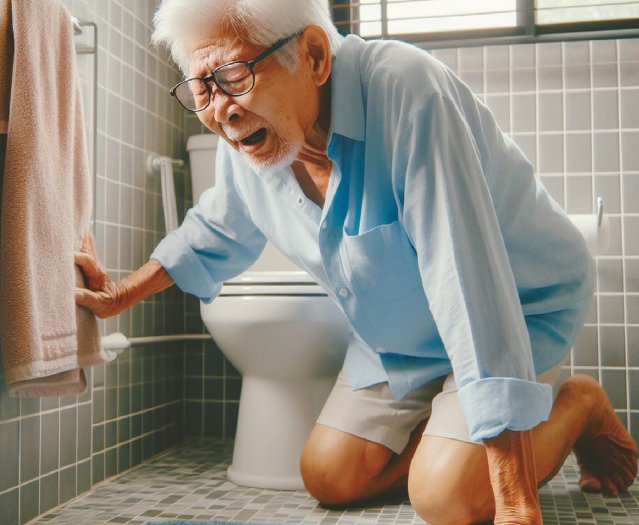 낙상사고 중 집 안에서 일어나는 사고 중 80%는 욕실에서 일어난다. 사고시 대응하는 장비를 설치하는 것이 좋다. [빙닷컴 copilot생성]