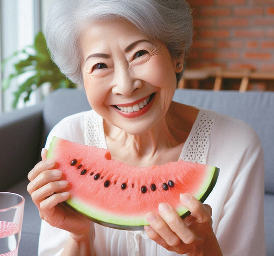 수박이 피부에 좋은 영양소인 리코펜을 토마토 보다 더 많이 함유하고 있다. 또한 다양한 영양소가 있어 눈에도 좋고 고혈압에도 좋다. [빙닷컴 copilot 생성]