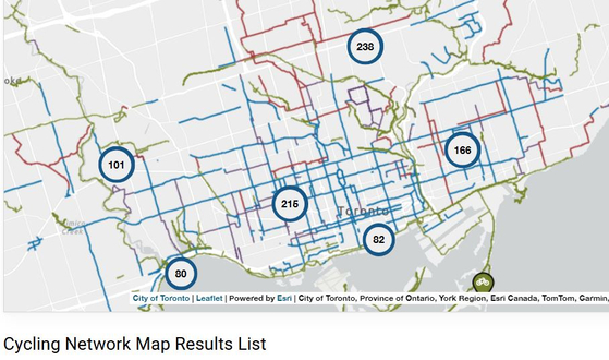 토론토내 자전거 도로 현황[City of Toronto 공식 홈페이지]