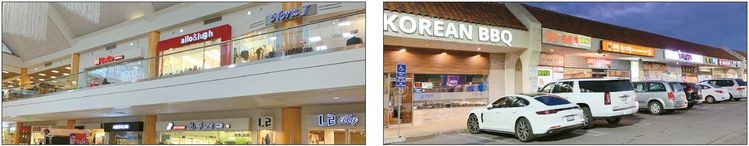 LA한인타운 쇼핑몰 입주 업소 가운데는 식당을 포함한 요식업소 숫자가 가장 많은 것으로 집계됐다. 타운의 대형 쇼핑몰인 올림픽 갤러리아(왼쪽사진)과 로데오 갤러리아 모습.
