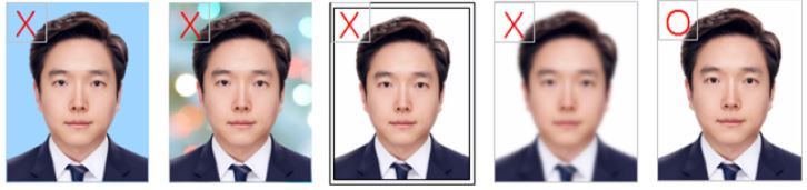 외교부가 밝힌 온라인 여권 재발급신청용 사진 가능과 불가능 샘플 