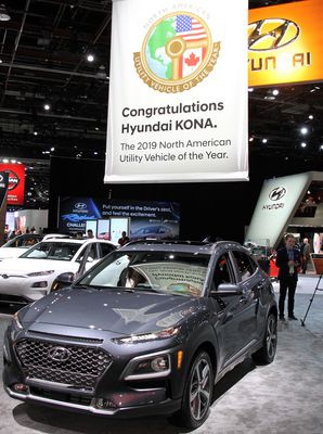 2019 북미국제오토쇼에서 '올해의 유틸리티 차량'으로 선정된 현대 코나 