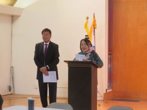 권태미 회장이 인사 말을 하고 있다.
