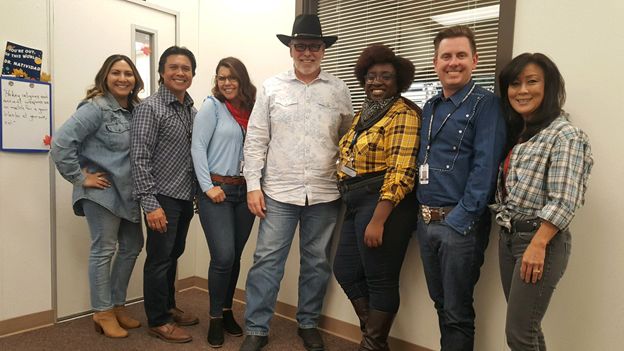 Whitney High School administration and faculty pose in their western gear. [Source: Whitney High School Official Twitter account]