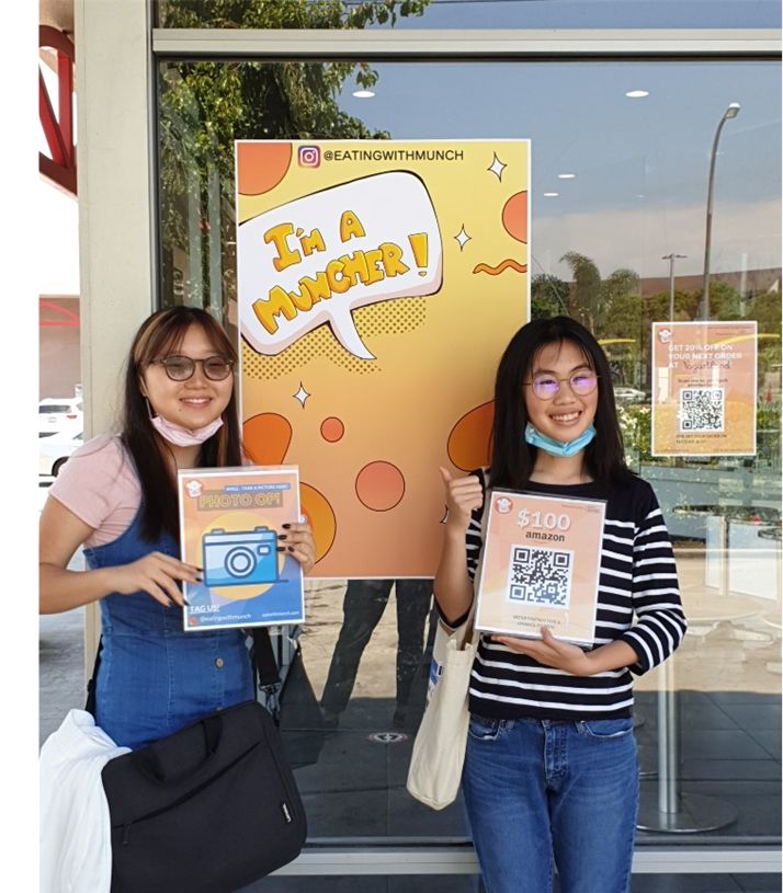 Cofounders of Munch at Yogurtland, promoting the launch of Munch. [Source: Author, Lauren Yu]