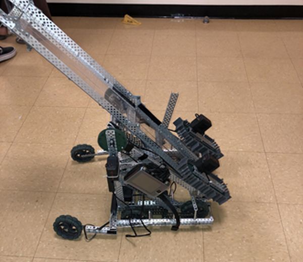 Side view of 687B’s robot made for the Vex Competition