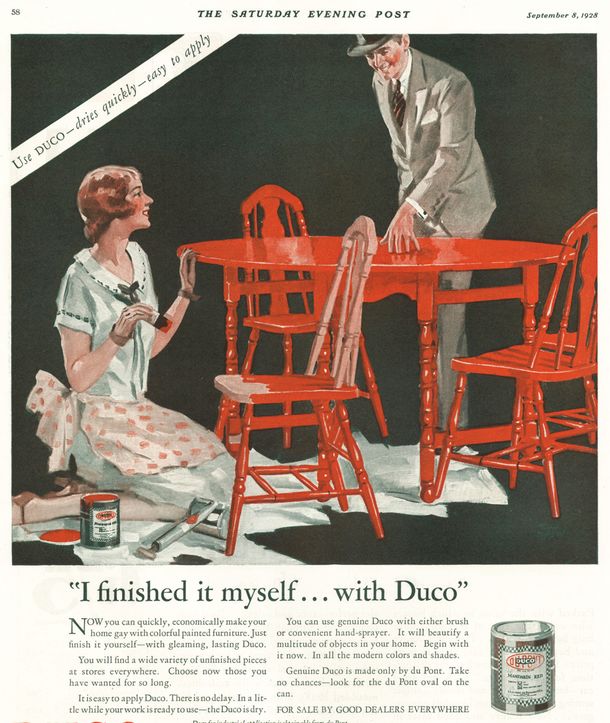 1928년 9월 8일 발행된 주간 잡지 ‘새터데이 이브닝 포스트(The Saturday Evening Post)’에 실린 미국 듀폰의 듀코 페인트 광고(Duco Paint by Du Pont). 광고 아카이브스(The Advertising Archives)·알라미(Alamy Stock Photo)