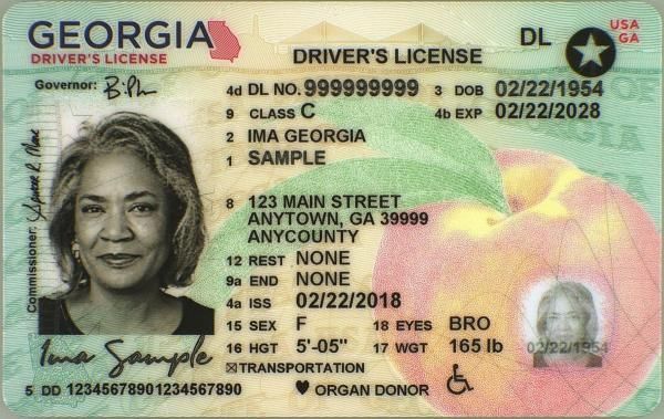지난 8월 도입된 새로운 디자인의 조지아주 운전면허증. 오른쪽 상단에 별 표시가 있으면 리얼ID다. [사진 DDS]
