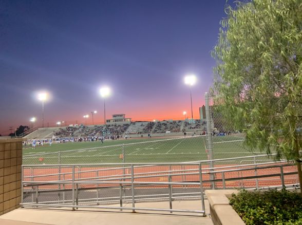 The home field was very inviting with a pretty sunset during halftime. [Source: Author, Hannah Sung]