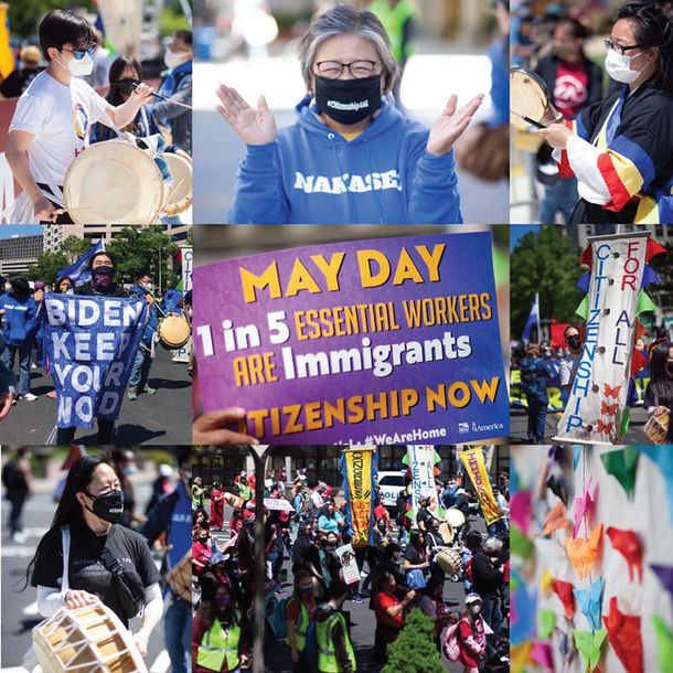 지난 1일 세계 노동자의 날을 기념하여 워싱턴DC에서 열린 이민개혁법안 통과 촉구 대행진에 전국에서 모인 이민자 권익 옹호 단체들이 참여했다. [사진 NAKASEC]
