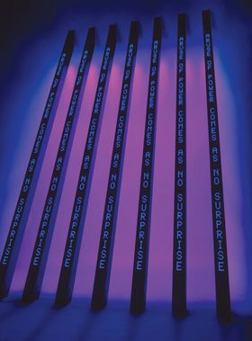 Jenny Holzer, ‘기울어진 파랑 보라(Blue Purple Tilt)’, 2007, seven LED signs, 152.4" x 145.6" x 62.5"(387.1 x 369.8 x 158.8 cm). Text from Jenny Holzer, Truisms, 1977~79 ⓒ 2020 Jenny Holzer, member/Artists Rights Society (ARS), New York. Digital image, Jenny Holzer Studio, New York