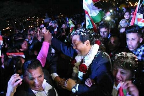 정치현 후보가 볼리비아 대통령 선거 유세를 하고 있다. [페이스북] 