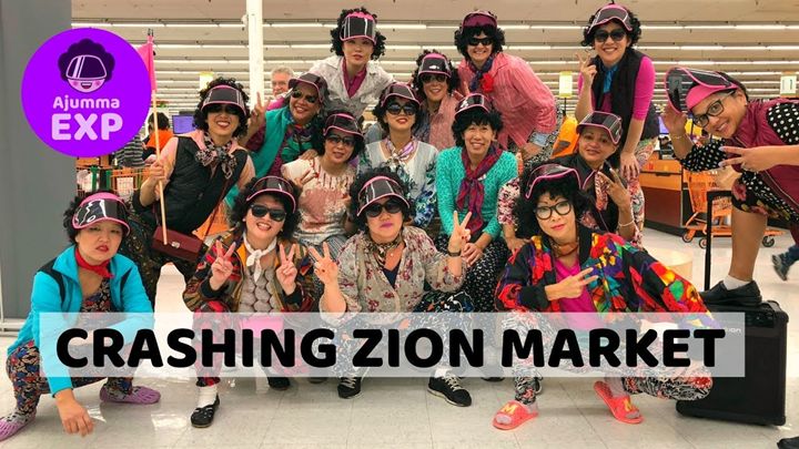 In celebration of Korean American Day, Ajumma EXP held a flash mob at a local Zion Market. [Source: Youtube.com, Screenshot by Author, Sharon Pak]