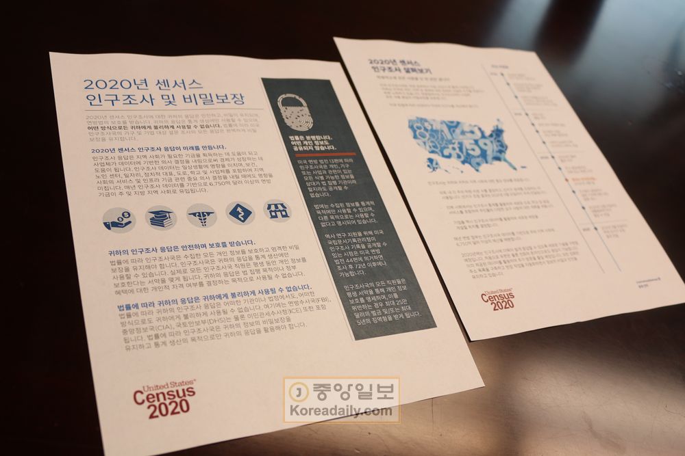 연방 정부의 2020년 센서스 한국어 홍보자료. 