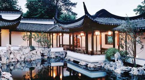 스넉하버 문화센터&식물원 내에 있는 중국 정원. 연말연시에는 이곳에서 등불축제가 열린다.