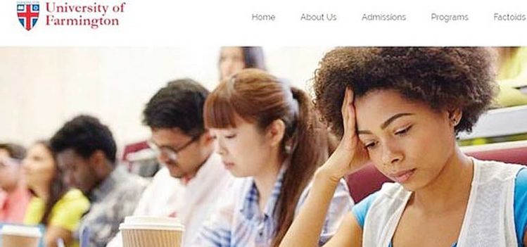 국토안보부가 이민 사기 적발을 위해 설립한 가짜 대학 '파밍턴 유니버시티'의 홈페이지. [홈페이지 캡처]