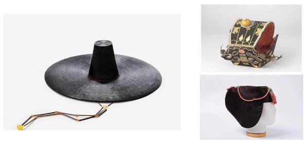 '조선: 모자의 나라' 전시에서 소개되는 다양한 전통 모자와 관련 작품들.