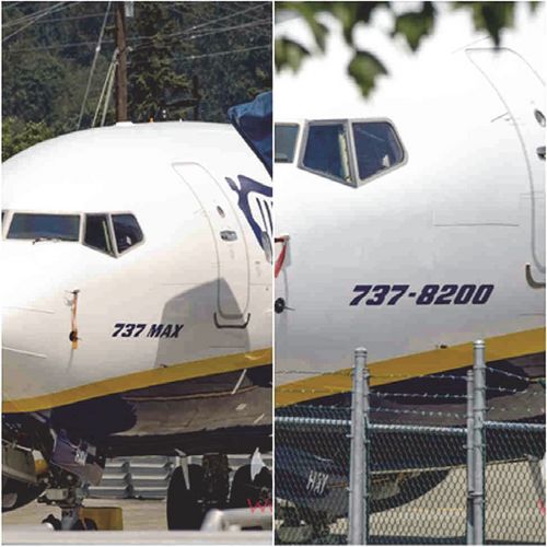 보잉 737 맥스 기종(왼쪽)과 '737-8200'으로 이름을 바꿔 단 기종. [우디스 에어로이미지스 트위터 캡처]