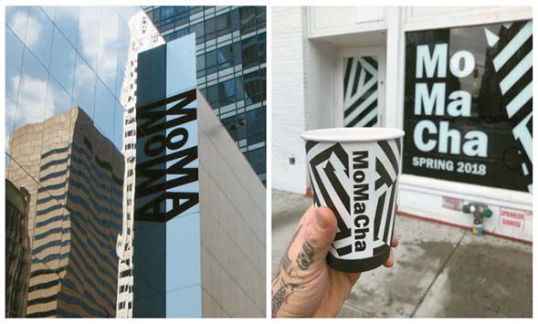 비슷한 로고 때문에 상표권 소송 싸움을 벌인 뉴욕현대미술관(MoMA·왼쪽 사진)과 카페 모마차(MoMaCha). 