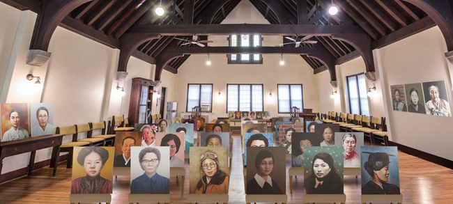 광복 75주년 항일여성독립운동가 초상화 전시회 DC지역 갤러리 모습 