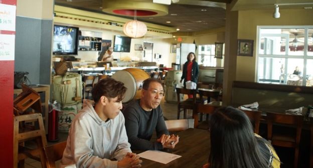Interviewing the owner and a worker of Yama Sushi[Source: Author, Lauren Yu]