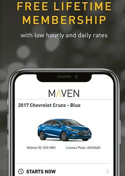 GM 차량 공유 서비스 '메이븐'의 앱.